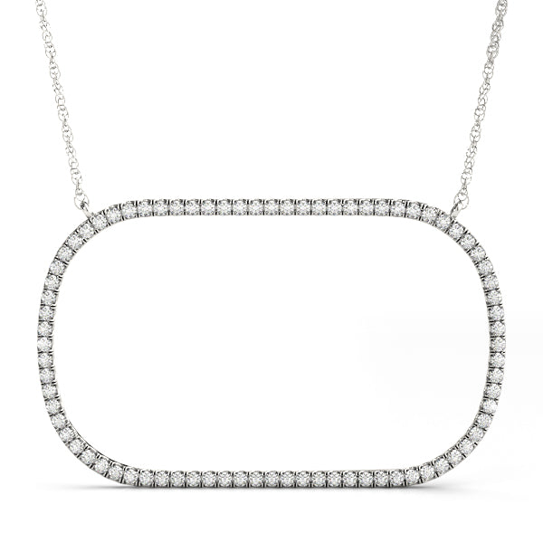 White gold Oval Diamond Pavé Prong Pendant