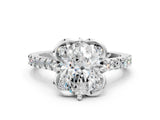 White gold Oval Diamond Pave Band with Floral Prong Setting_28