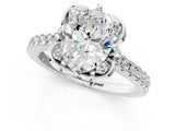 White gold Oval Diamond Pave Band with Floral Prong Setting_29