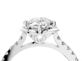 White gold Oval Diamond Pave Band with Floral Prong Setting_32