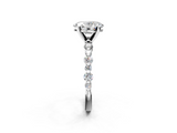White gold Oval Diamond Prong Set Engagement Ring with Pave Band_224