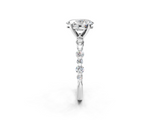 White gold Oval Diamond Prong Set Engagement Ring with Pave Band_227
