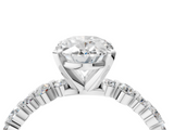 White gold Oval Diamond Prong Set Engagement Ring with Pave Band_230
