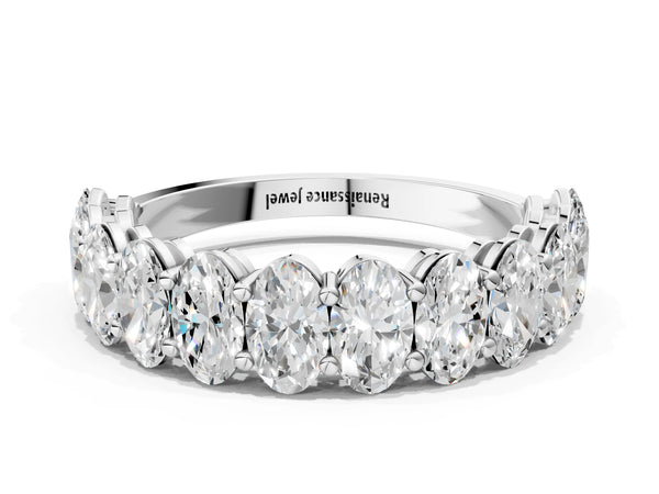 White gold Oval Diamond Prong-Set Eternity Band