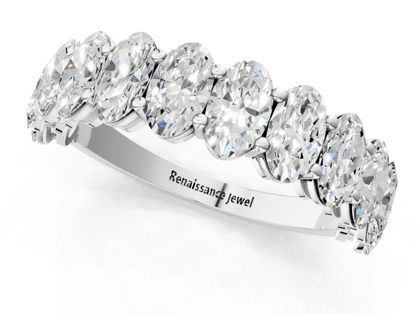 Platinum Oval Diamond Prong-Set Eternity Band
