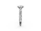 White gold Oval Diamond Prong Setting with Side Stones on a Pave Band_125