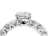 White gold Oval Diamond Prong Setting with Side Stones on a Pave Band_127