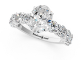 White gold Oval Diamond Prong Setting with Side Stones on a Pave Band_136
