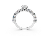 White gold Oval Diamond Prong Setting with Side Stones on a Pave Band_138