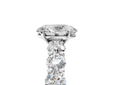 White gold Oval Diamond Prong Setting with Side Stones on a Pave Band_140