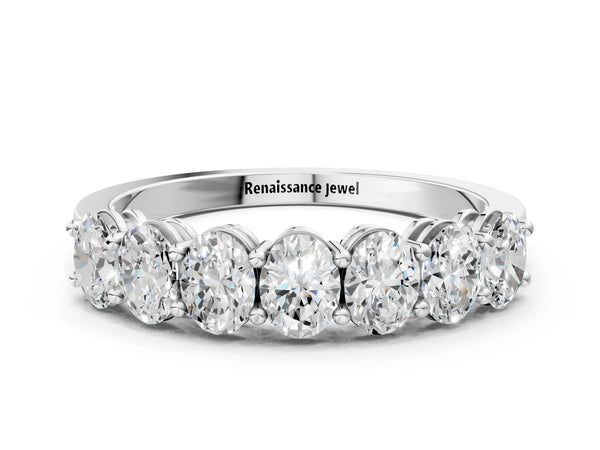 White gold Oval Diamond Shared Prong Eternity Band