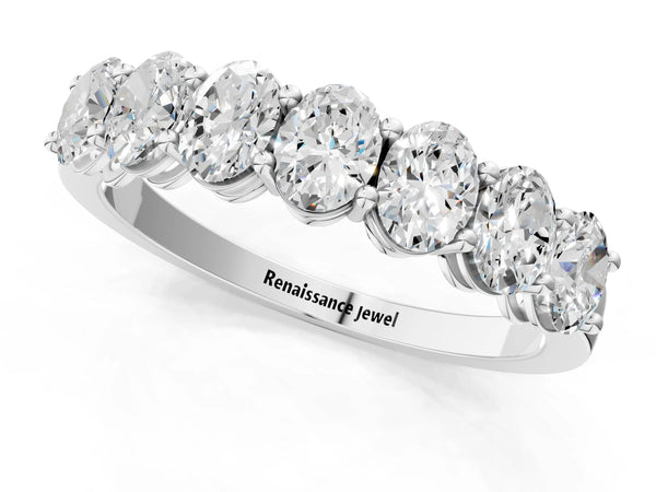 White gold Oval Diamond Shared Prong Eternity Band