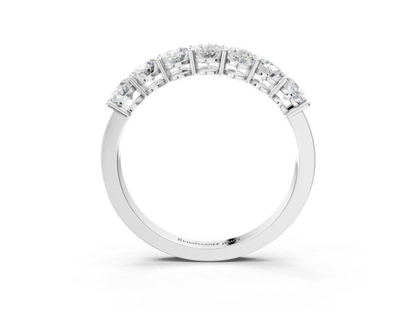 Silver Oval Diamond Shared Prong Eternity Band