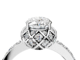 White gold Oval Diamond Solitaire Ring with Shared Prong Pavé Band_58