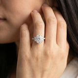 White gold Oval Diamond Three-Stone Pave Band with Four-Prong Setting_14