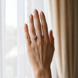 White gold Oval Diamond Three-Stone Ring with Prong Setting and Textured Band_52