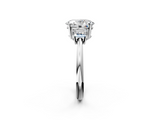 White gold Oval Diamond Three-Stone Ring with Trapezoid Side Stones and Prong Setting_25