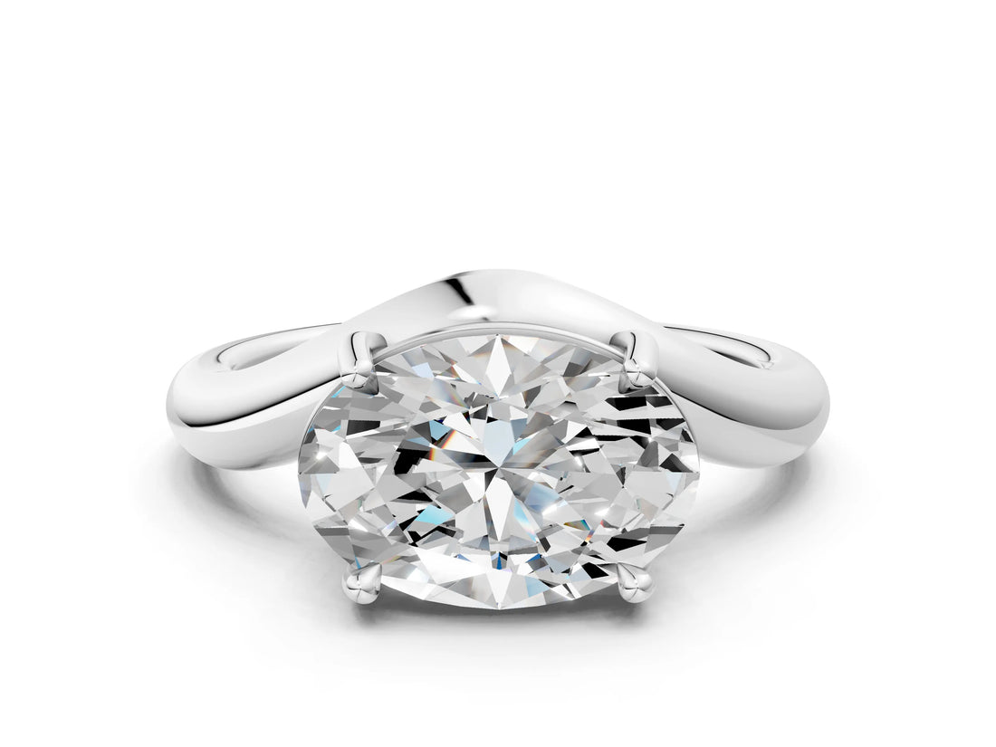 White gold Oval Diamond Twisted Solitaire Ring_12