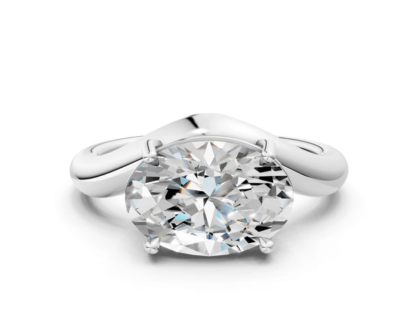 White gold Oval Diamond Twisted Solitaire Ring
