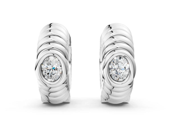 Platinum Oval Diamond Vera Hoop Earrings