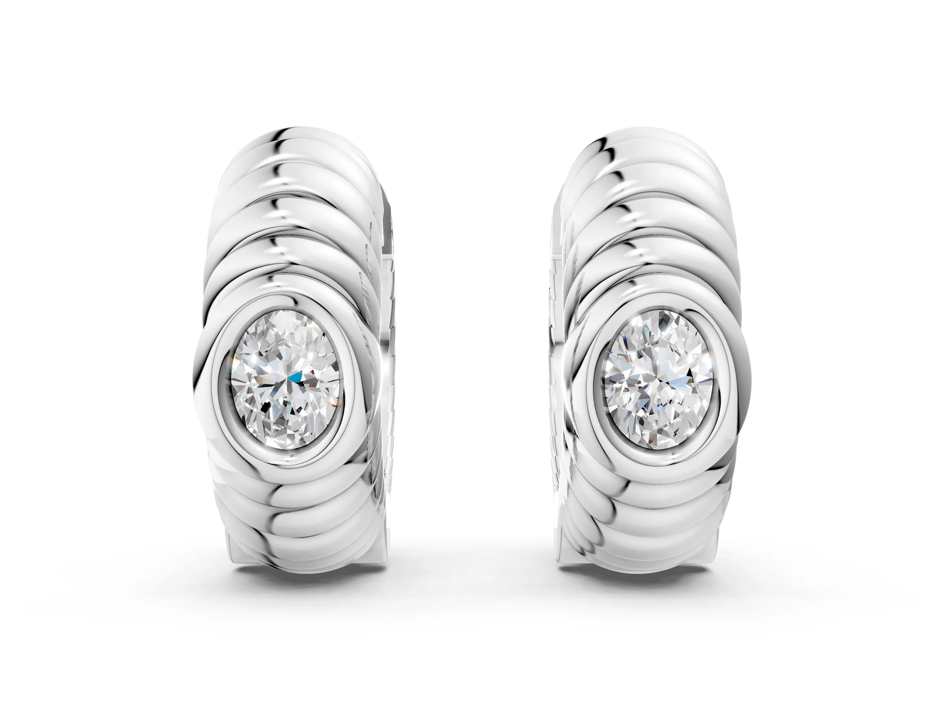 White gold Oval Diamond Vera Hoop Earrings