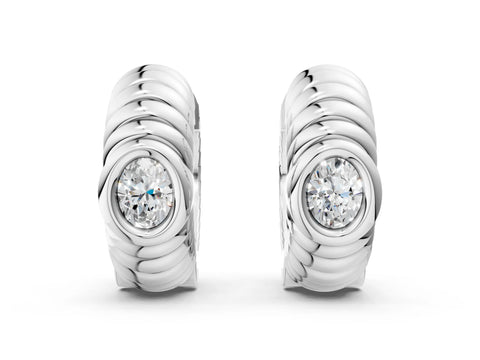 White gold Oval Diamond Vera Hoop Earrings