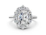 White gold Oval Halo Cluster Diamond Engagement Ring with Prong Setting and Polished Band_75