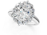White gold Oval Halo Cluster Diamond Engagement Ring with Prong Setting and Polished Band_76