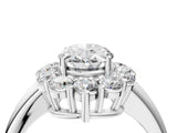 White gold Oval Halo Cluster Diamond Engagement Ring with Prong Setting and Polished Band_79
