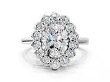 White gold Oval Halo Cluster Diamond Engagement Ring with Solitaire Band and Prong Setting_66