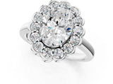 White gold Oval Halo Cluster Diamond Engagement Ring with Solitaire Band and Prong Setting_67
