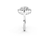 White gold Oval Halo Cluster Diamond Engagement Ring with Solitaire Band and Prong Setting_68