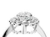 White gold Oval Halo Cluster Diamond Engagement Ring with Solitaire Band and Prong Setting_70