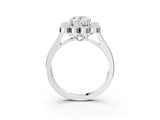 White gold Oval Halo Diamond Cluster Engagement Ring with Milgrain Bezel Setting and Solitaire Band_30