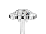White gold Oval Halo Diamond Cluster Engagement Ring with Milgrain Bezel Setting and Solitaire Band_32