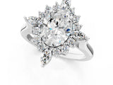 White gold Oval Halo Diamond Cluster Ring with Marquise and Round Stones on a White Gold Band with Prong Setting_12