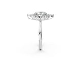 White gold Oval Halo Diamond Cluster Ring with Marquise and Round Stones on a White Gold Band with Prong Setting_13