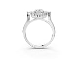 White gold Oval Halo Diamond Cluster Ring with Marquise and Round Stones on a White Gold Band with Prong Setting_14