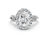 White gold Oval Halo Diamond Engagement Ring with Filigree Band and Four-Prong Setting_81