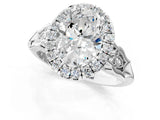 White gold Oval Halo Diamond Engagement Ring with Filigree Band and Four-Prong Setting_82