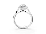 White gold Oval Halo Diamond Engagement Ring with Filigree Band and Four-Prong Setting_84