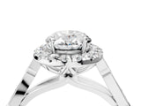 White gold Oval Halo Diamond Engagement Ring with Filigree Band and Four-Prong Setting_85