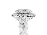White gold Oval Halo Diamond Engagement Ring with Filigree Band and Four-Prong Setting_86