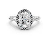 White gold Oval Halo Diamond Engagement Ring with Intricate Filigree Band and Four-Prong Setting_36