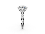 White gold Oval Halo Diamond Engagement Ring with Intricate Filigree Band and Four-Prong Setting_39