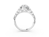 White gold Oval Halo Diamond Engagement Ring with Intricate Filigree Band and Four-Prong Setting_40
