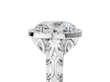 White gold Oval Halo Diamond Engagement Ring with Intricate Filigree Band and Four-Prong Setting_42