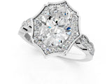 White gold Oval Halo Diamond Engagement Ring with Milgrain Band and Four-Prong Setting_55