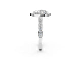 White gold Oval Halo Diamond Engagement Ring with Milgrain Band and Four-Prong Setting_56