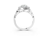 White gold Oval Halo Diamond Engagement Ring with Milgrain Band and Four-Prong Setting_57